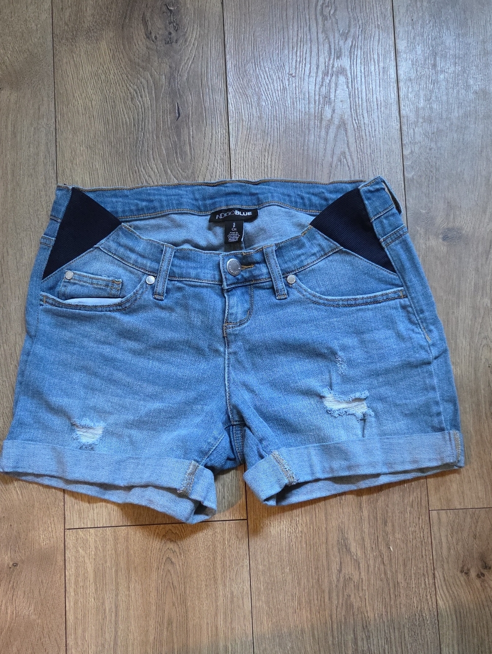 Maternity Panel Indigo Blue Denim Shorts
